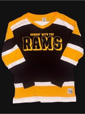 Victoria's Secret Black, Yellow & White Kids Long Sleeve 'Rams' Tee